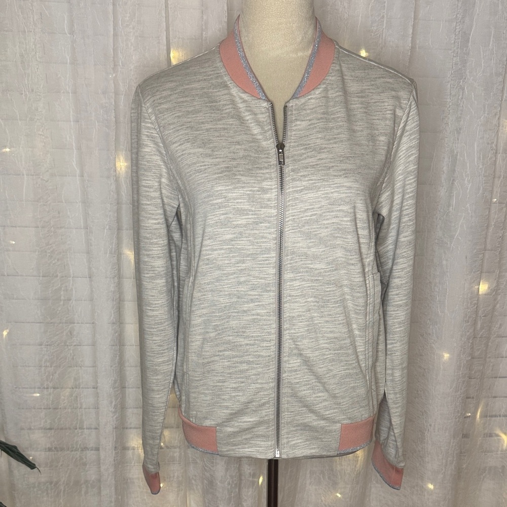 Mystree Gray and Pink Bomber Jacket